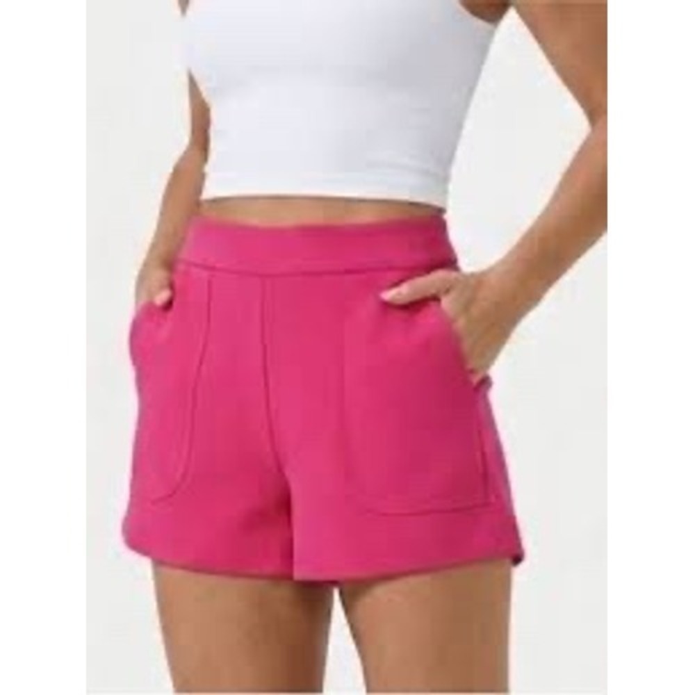 Marie Oliver Shorts Womens 8 Pink High Waisted Patch Pocket Tailored Crepe